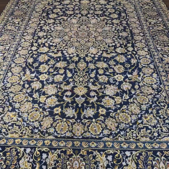 8x12 ft. Signed 1950s Nain Rug: Hand Knotted Wool Bohemian Royal Design